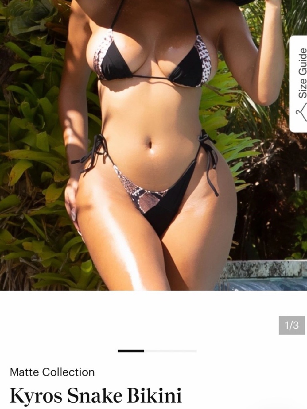 Kyros Snake Print Accent Black Tie-Side Bikini